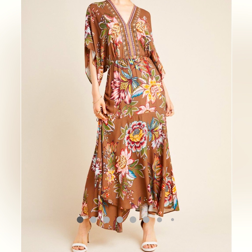 Farm Rio Valentina Dress in xs petite.  Brown motif